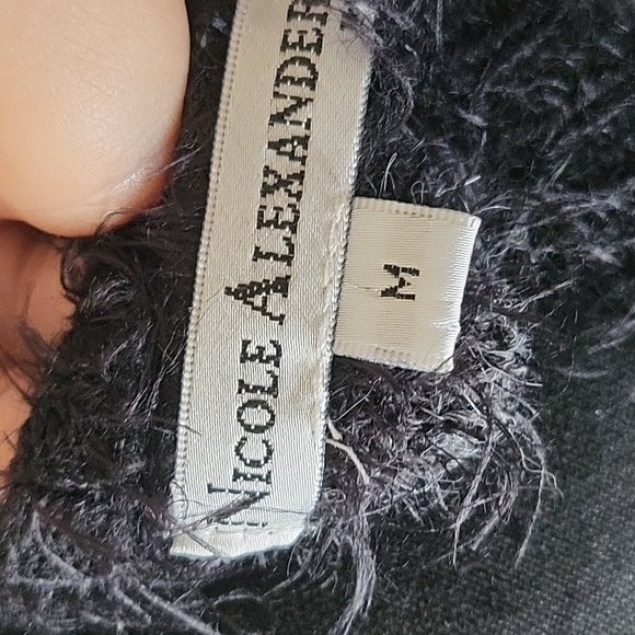 💚2xHP💚Nicole Alexander Wool Blend Super Soft Eyelash Grey and Black Cardigan - Picture 6 of 7